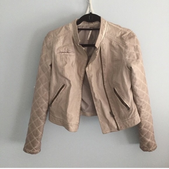 Free People Pink Vegan Leather Jacket 